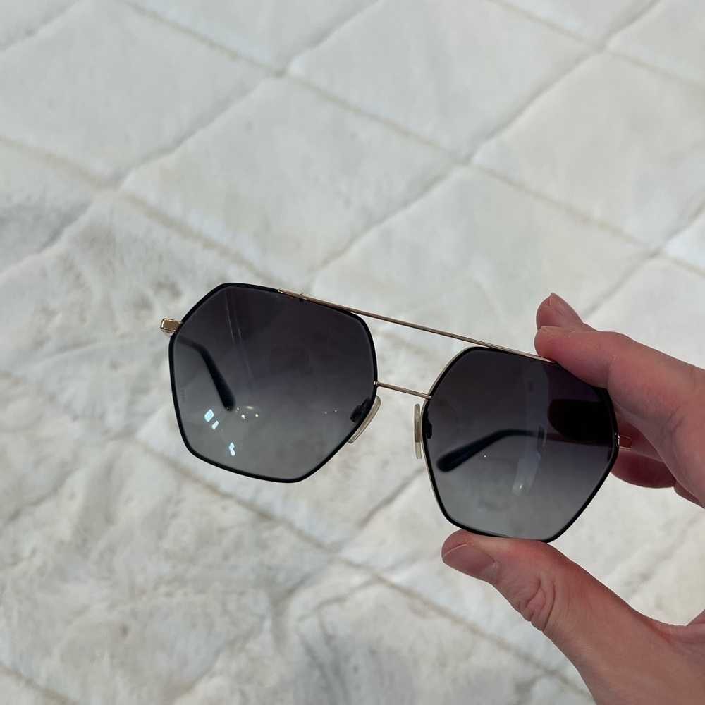 Dolce & Gabbana DG2157 Gold Aviator Polarized Polygon Sunglasses Black - Picture 11 of 15
